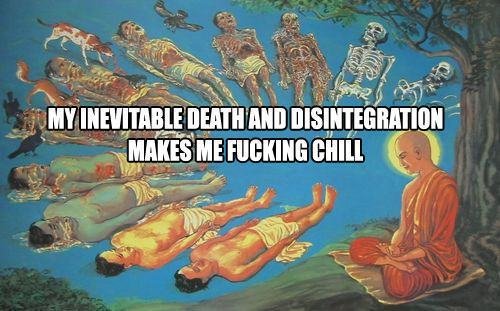 “Minha inevitável morte e desintegração me deixam tranquilo pra caralho.” Veja mais em: http://despertarcoletivo.com/memento-mori/