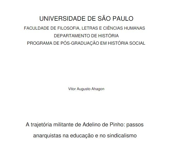 A trajetória militante de Adelino de Pinho: passos anarquistas na educação e no sindicalismo